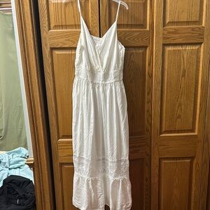 Cupshe white maxi Sundress Spaghetti Straps Plunge Neckline